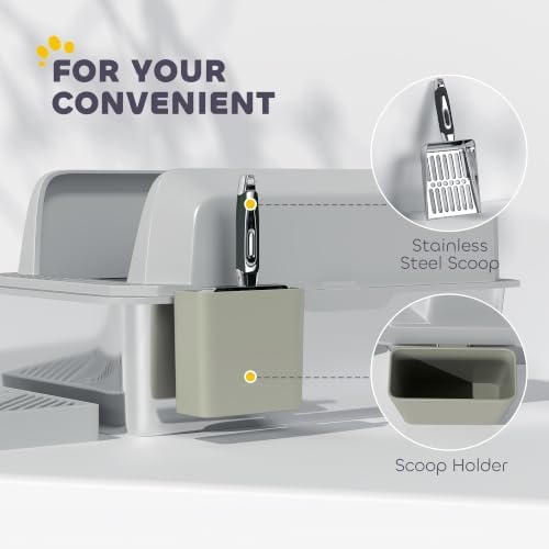 PawHut XL Stainless Steel Litter Box, Metal Litter Box High Sided, Anti-Urine - Image 6