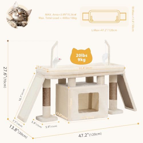 Heybly Cat Tree Extra-Long & Stable 2 Adjustable Scratch Boards HCT210SMJ - Image 5