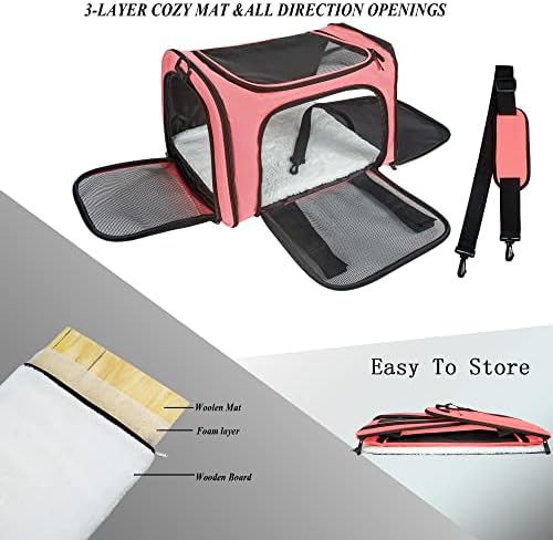 Soft Sided Carrier for Small Medium Cats Dogs, TSA Airline Approved Collapsible - Image 5