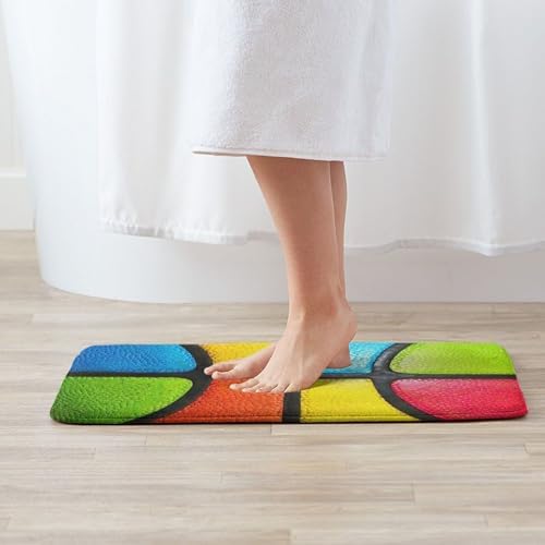 Colorful Basketball Texture Bath Mat Non-Slip Soft Microfiber Bathroom Rugs - Image 2