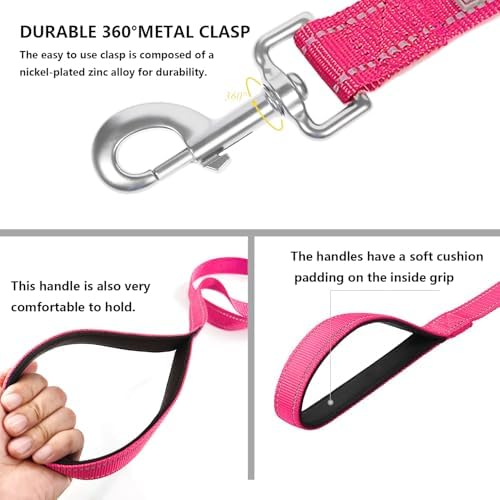 6 FT Basic Dog Leash for Medium Dogs, Hot Pink - Image 4