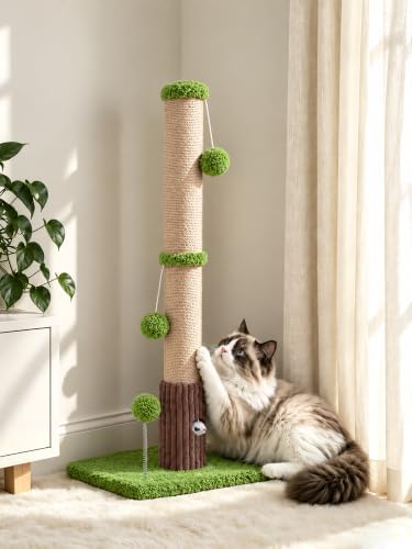 Woochpet Funny Cat Scratching Posts Sturdy Scratcher Posts 33'' Green - Image 3