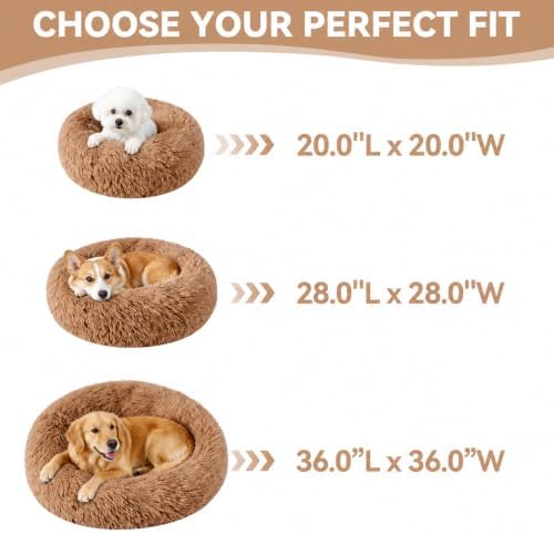 Medium Dog Bed, Washable Plush Donut Dog Bed, 28 Inch - Image 2
