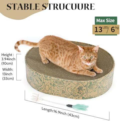 Cat Scratcher Cardboard, 2in1 Oval Cat Scratcher Bed - Image 5