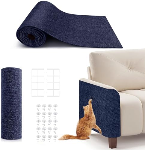 78.7"x15.8" DIY Cat Scratch Furniture Protector, Self-Adhesive, Dark Blue by BumaiGo