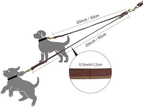 Guiding Star Leather Double Dog Leash - Image 4