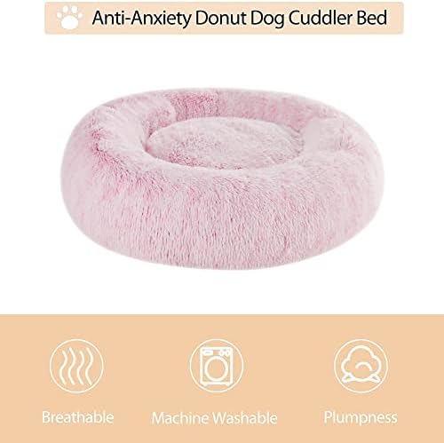 WNPETHOME Medium Pink Round Calming Dog Bed Cat Bed - Image 3