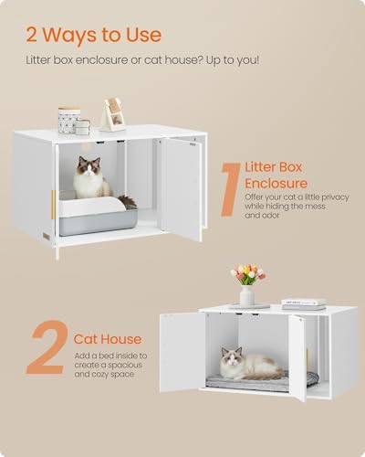 Feandrea Cat Litter Box Enclosure, Double Doors, 31.5 x 19.7 x 17.7 Inches - Image 3