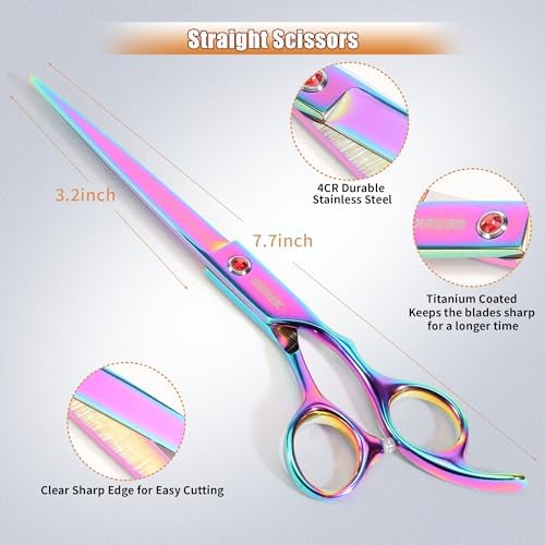 7.0in Titanium Dog Grooming Scissors Set - Image 4