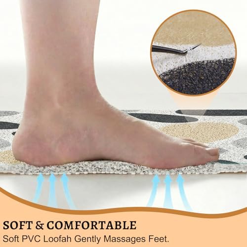 Square Loofah Shower Mat Non Slip, Quick Drying Foot Scrubber Mats - Image 4