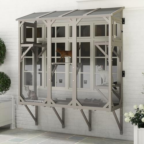 65.1" L Window Catio with 4 Jump Platforms, Mosquito-Proof Cat Window Box by MayugardeningPetfurniture