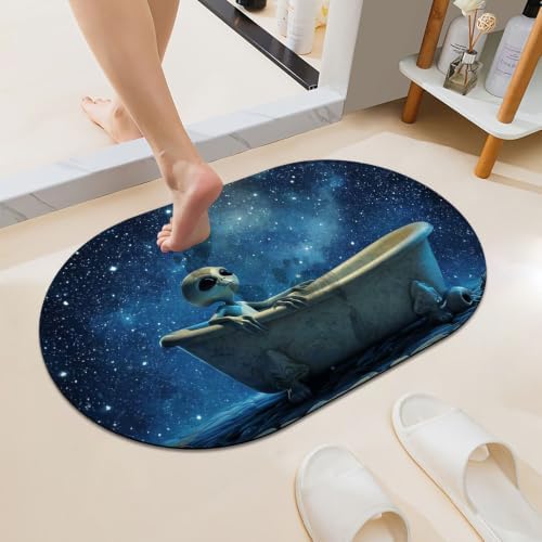 Alien-Sitting in Bathtub-Super Absorbent Quick-Drying Bathroom Mat Rug by Unknown