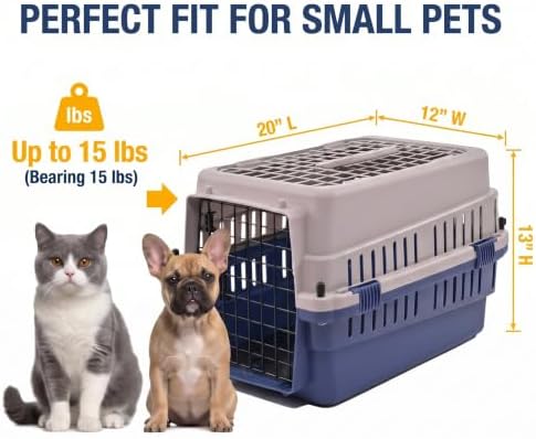 Hard-Sided Pet Carrier for Cats and Small Dogs, Portable Plastic Crate for Vet - Image 3