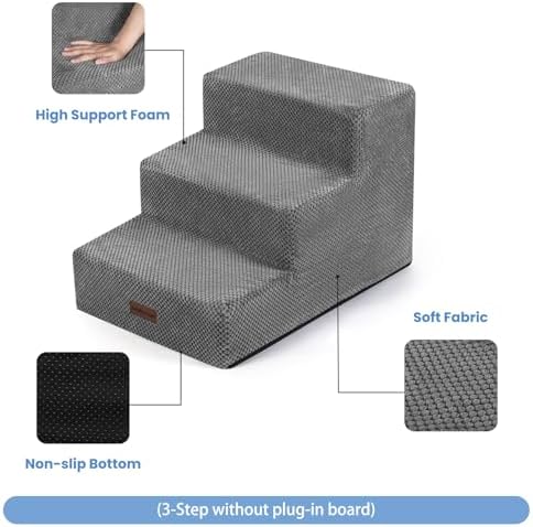 Aodisman Dog Stairs for Small Dogs, Wider 3-Step Pet Steps for Couch & Bed - Image 3
