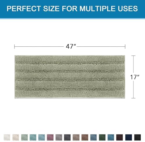 H.VERSAILTEX Bath Mats for Bathroom Non Slip Thick Chenille Striped Bath Rug - Image 2