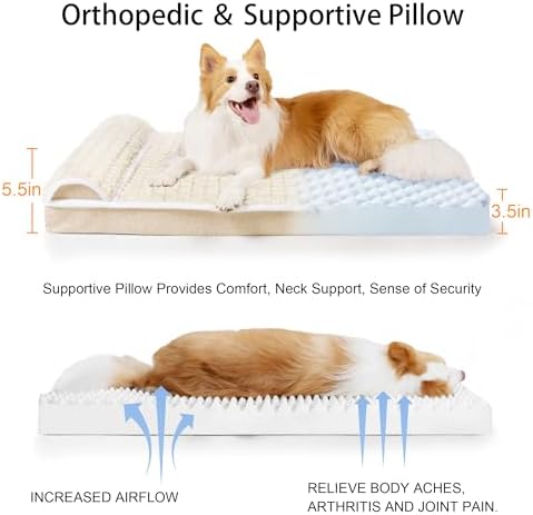 Orthopedic Large Dog Bed Pillow Pet Sofa Bed 56''X40'' Ivory - Image 6