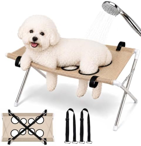 Dog Bath Hammock with Stand, Foldable Grooming Table by Unknown