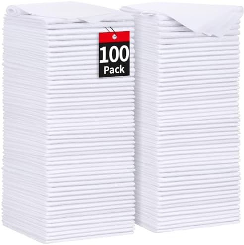 White Microfiber Cleaning Cloths, 100 Pack Shop Towels Rags, Bulk Absorbent by HOMERHYME