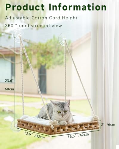 SETVSON Cat Window Perch 2 Pack, Handwoven PE Rattan Hammock - Image 5