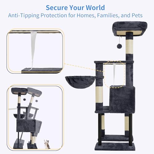 Heybly Cat Tree with Toy, 49 inch Cat Tower - Image 5