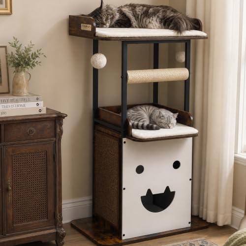 48in Wood Modern Cat Tree for Large Indoor Cats - Image 2