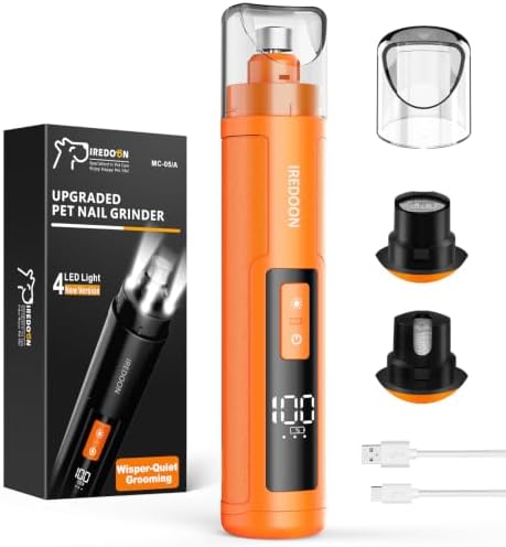 IREDOON Dog Nail Grinder with 4 LED Lights, 3 Speeds Super Quiet by IREDOON