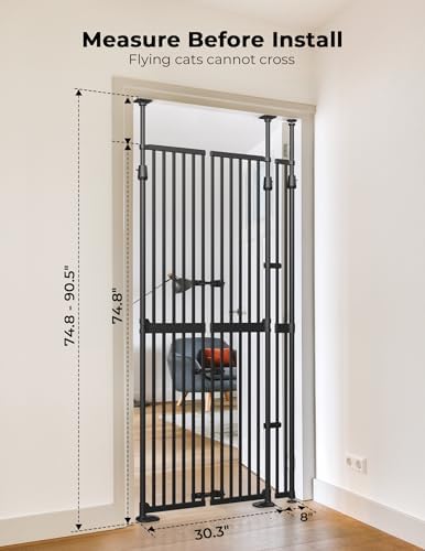 Extra Tall Cat Gate for Doorway, Pressure Mounted Pet Gate - Image 2