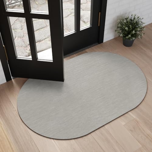 Mecko Small Oval 20"x32" Bath Mat Light Grey by Mecko