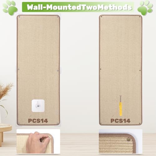 Uranshin Natural Sisal Cat Wall Climbing Carpet, Wall Scratcher Mat Pad - Image 6