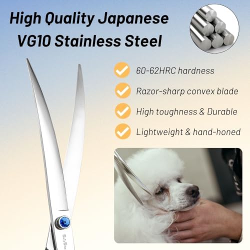 7.5" 25° Curved Dog Grooming Scissors, VG10 Steel Sharp Pet Shears - Image 5