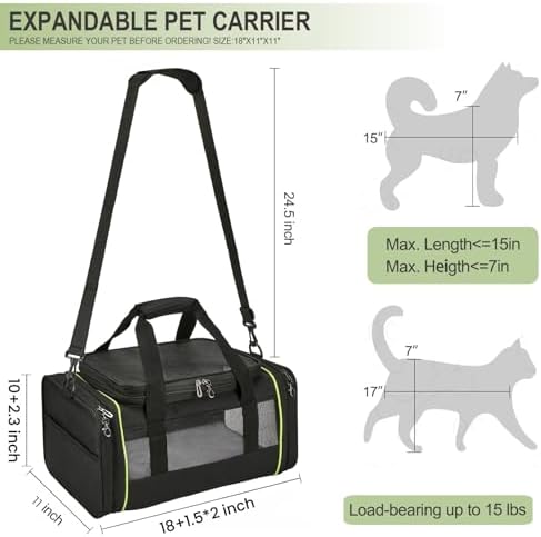 Black Expandable Pet Carrier for Cats/Dogs - Image 4