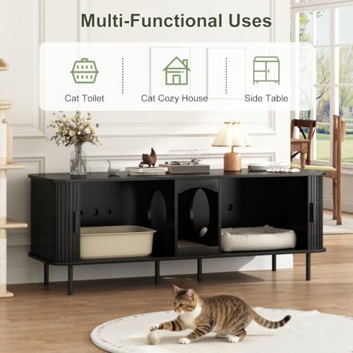 Double Cat Litter Box Enclosure Furniture - Image 5