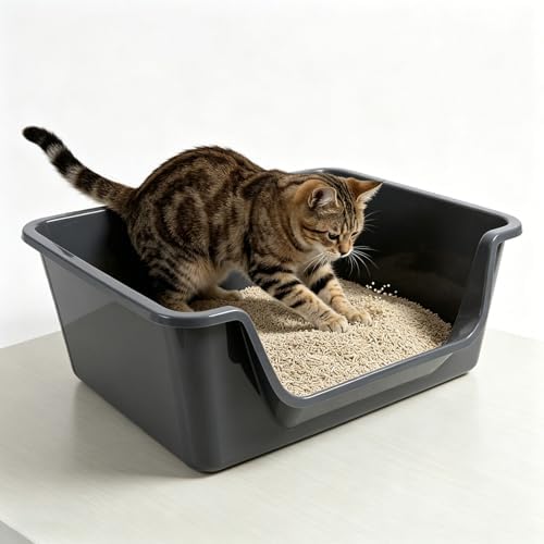 Low Entry Litter Box for Senior Cats High Sided Large Litter Box by chuyouan