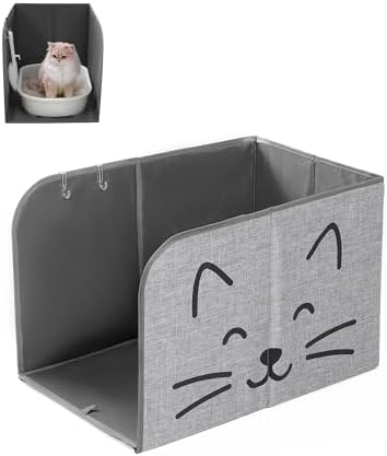 Anti-Leakage Cat Litter Box Enclosure Splash Guard, High Side Cat Box Enclosure by Beveetio