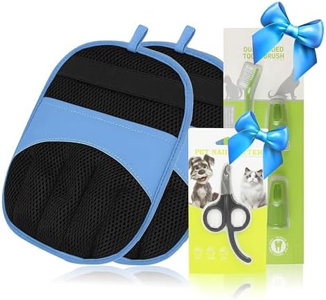 Double Pet Grooming Glove Set by AstraVena