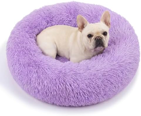 nononfish Small Dog Bed, Plush Calming Donut Pet Bed by nononfish