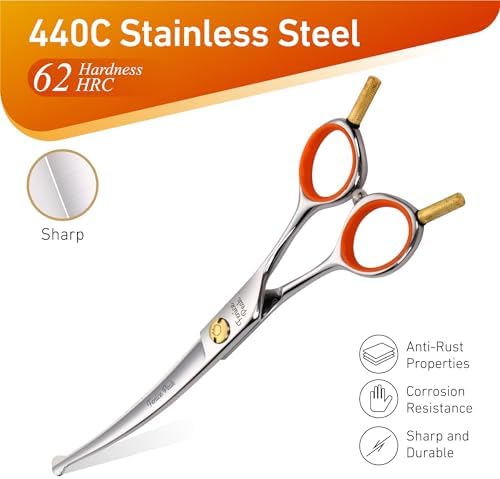 6'' Small Curved Scissors Lightweight Dog and Cat Grooming Scissors - Image 3