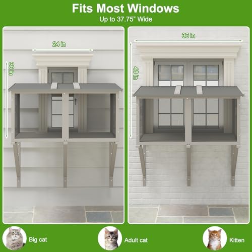 Window Catio Outdoor Cat Enclosure, Compact Cat Window Box - Image 6
