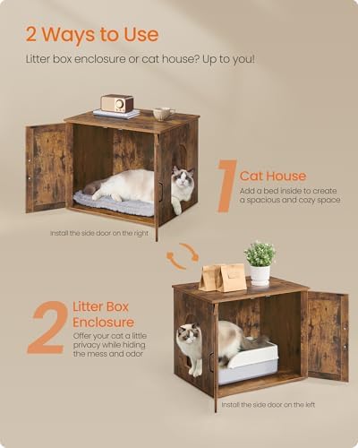 Feandrea Cat Litter Box Enclosure, Indoor Pet House End Table - Image 6