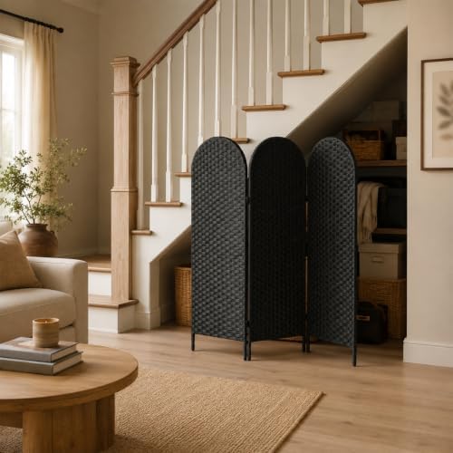 3 Panel PE Rattan Room Divider, Privacy Screen - Image 4