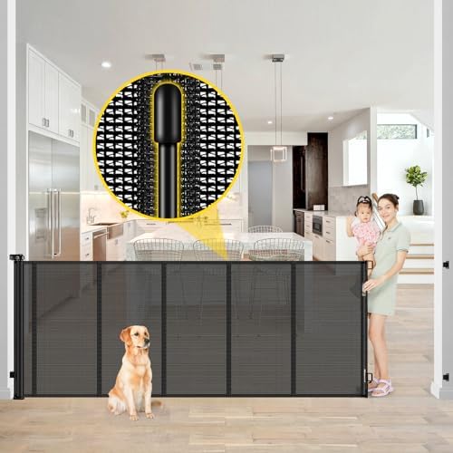 Reinforced 42" Extra Tall x 80" Wide Retractable Baby Gates by Bingguz