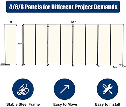 Room Divider 8 Panel-176''Wide, 6FT Room Dividers and Folding Privacy Screen - Image 6
