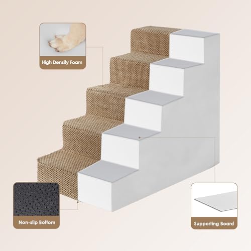 EHEYCIGA Dog Stairs for High Bed 22.5" H, 5-Step Dog Steps - Image 3