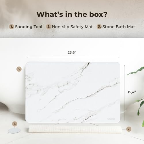 TOSORO - Stone Bath Mat Diatomaceous Earth Shower Mat Non-Slip Super Absorbent - Image 6