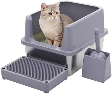 RIZZARI Cat Litter Box Non-Porous: Open High Sides by RIZZARI