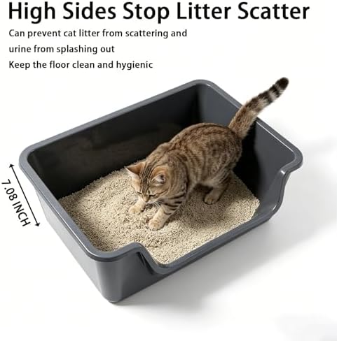 Low Entry Litter Box for Senior Cats High Sided Large Litter Box - Image 3
