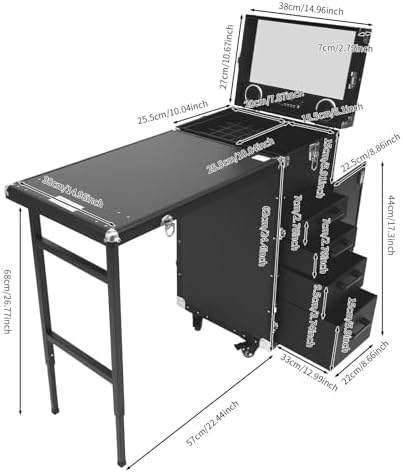 Cosmetic Trolley Storage Organizer, Foldable Nail Tables - Image 3