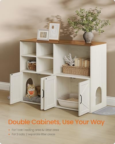 Feandrea Litter Box Enclosure for 2 Cats, - Image 3