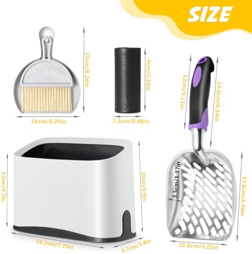 Cat Litter Scooper with Holder, Metal Cat Litter Scoop, Kitty Poop Scooper Stand - Image 2