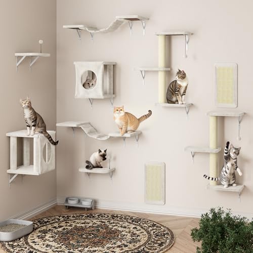 Cat Wall Shelves, 10-in-1 Wall-Mounted Cat Furniture Set - Image 2